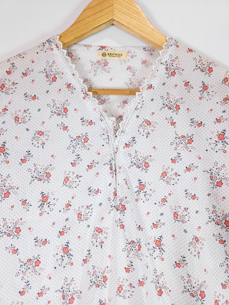 Co-Ord Set V Neck White Floral