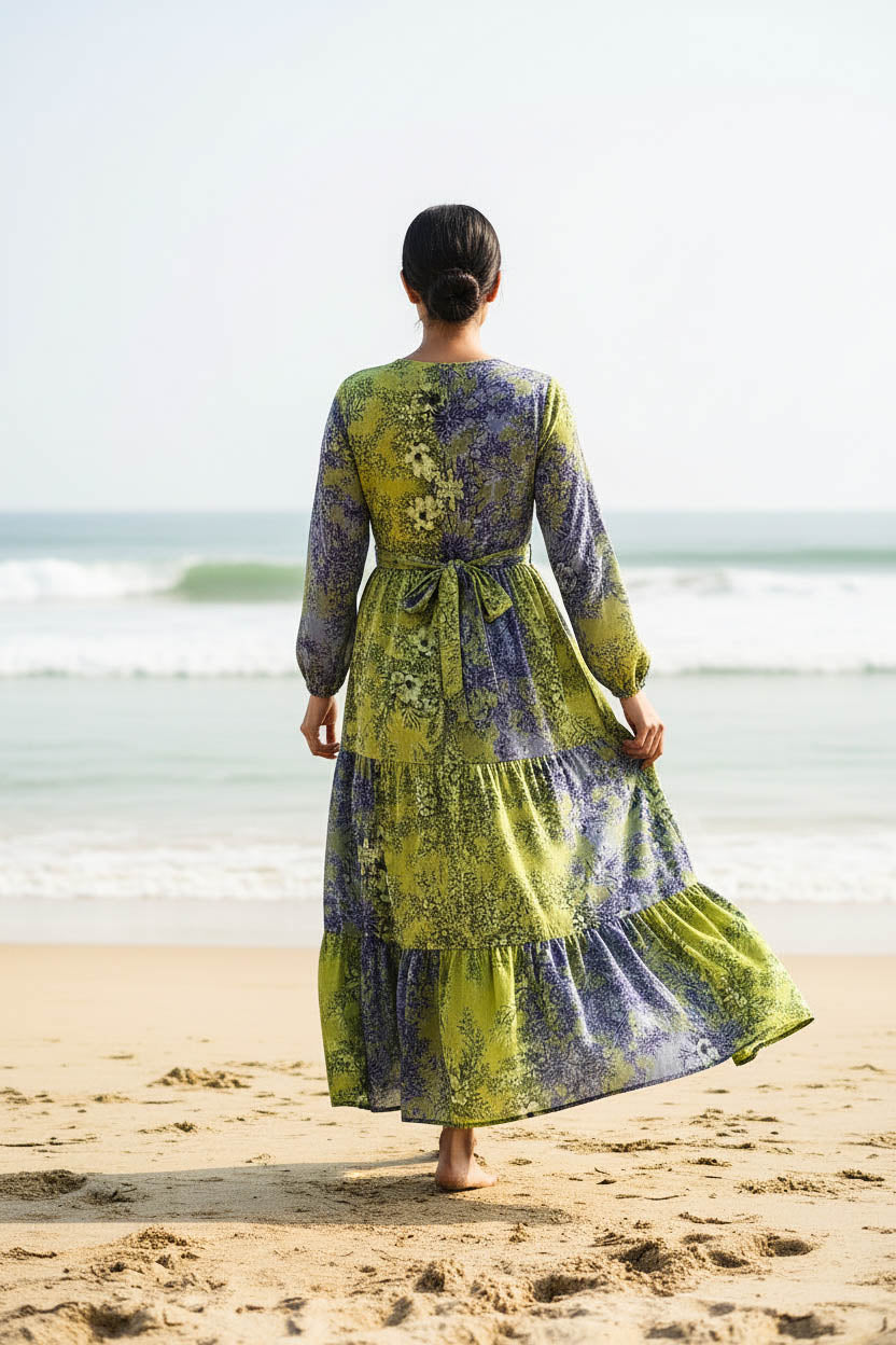 Maxi Regular Midi Dress-Parrot Green