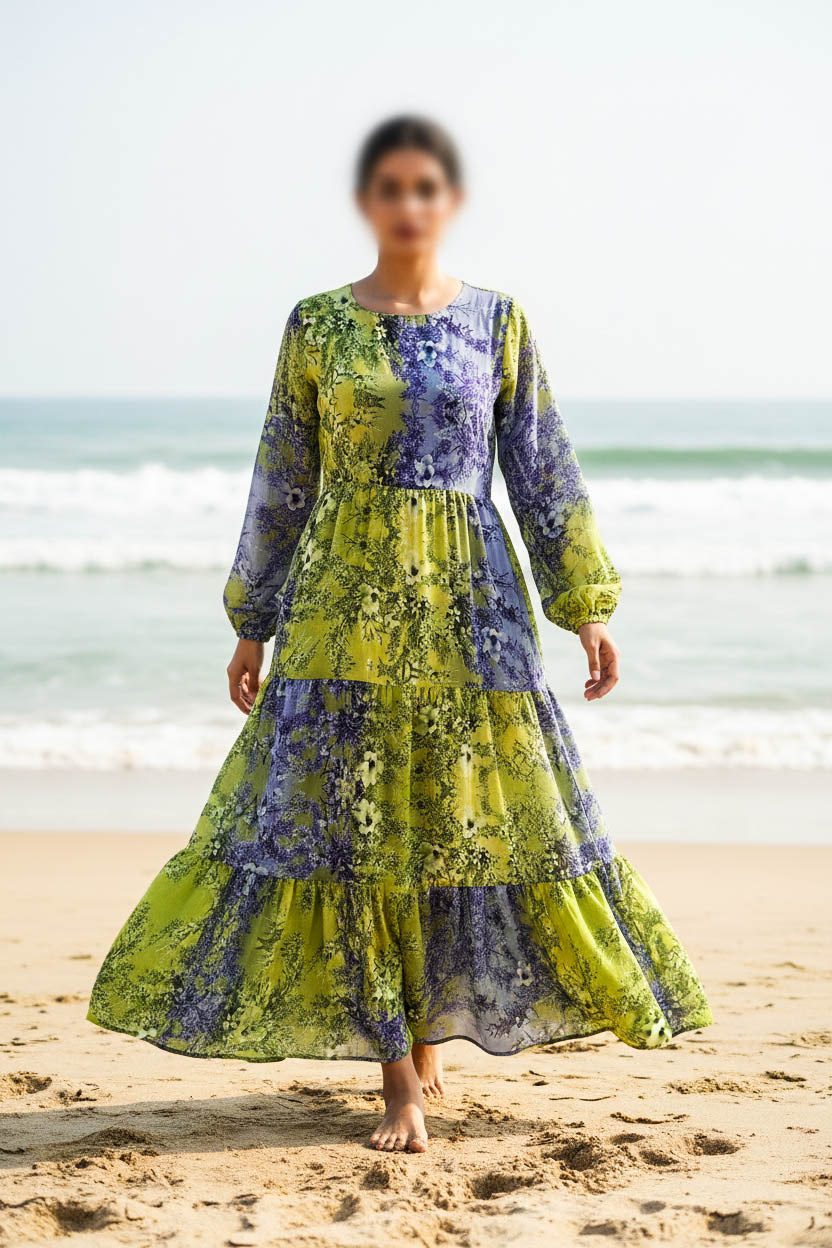 Maxi Regular Midi Dress-Parrot Green