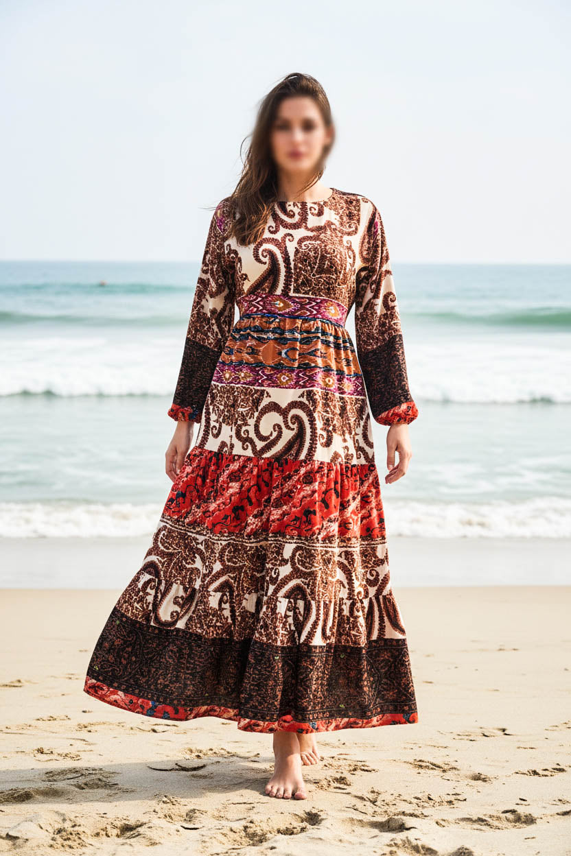 Maxi Regular Midi Dress-Desert Paisley