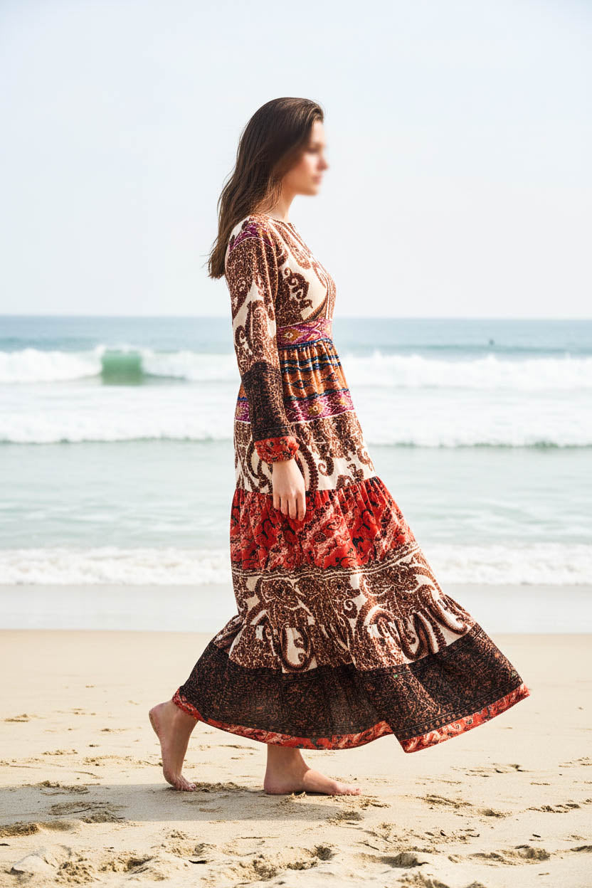 Maxi Regular Midi Dress-Desert Paisley