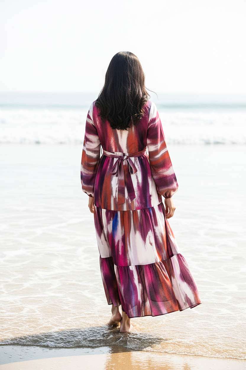 Maxi Regular Midi Dress-Berry Tide