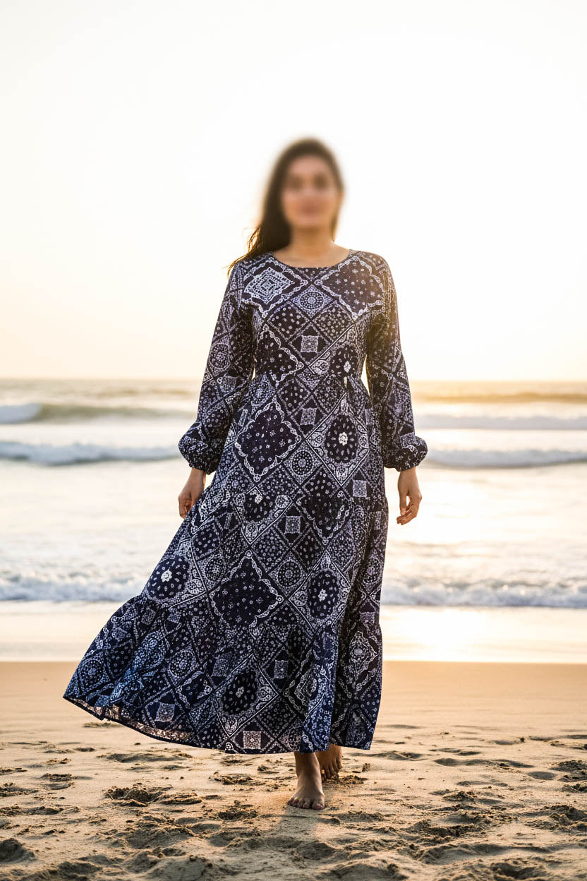 Maxi Regular Midi Dress-Blue Heritage