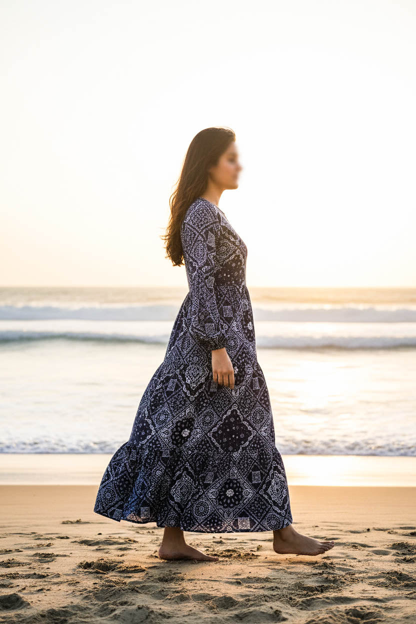 Maxi Regular Midi Dress-Blue Heritage