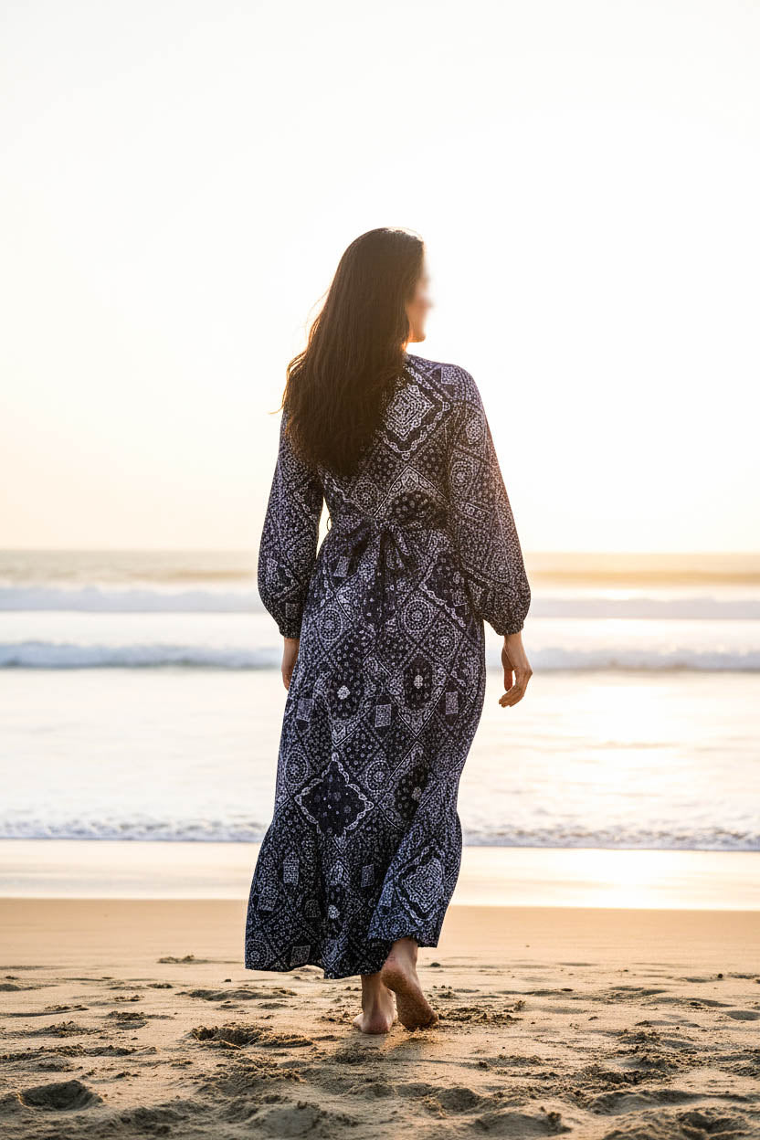 Maxi Regular Midi Dress-Blue Heritage