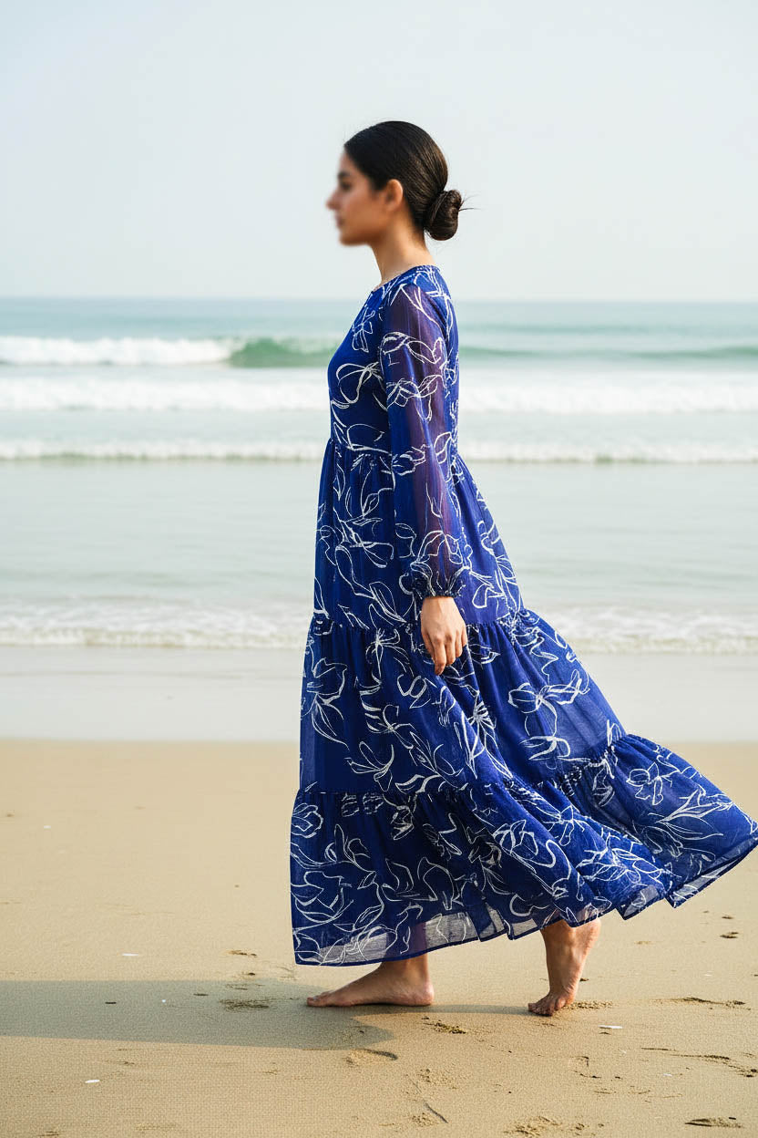 Maxi Regular Midi Dress-Blue Whisper