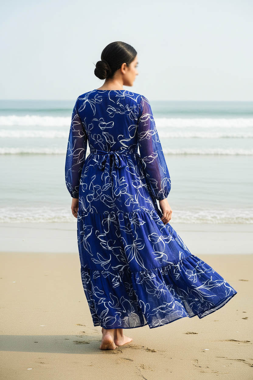 Maxi Regular Midi Dress-Blue Whisper