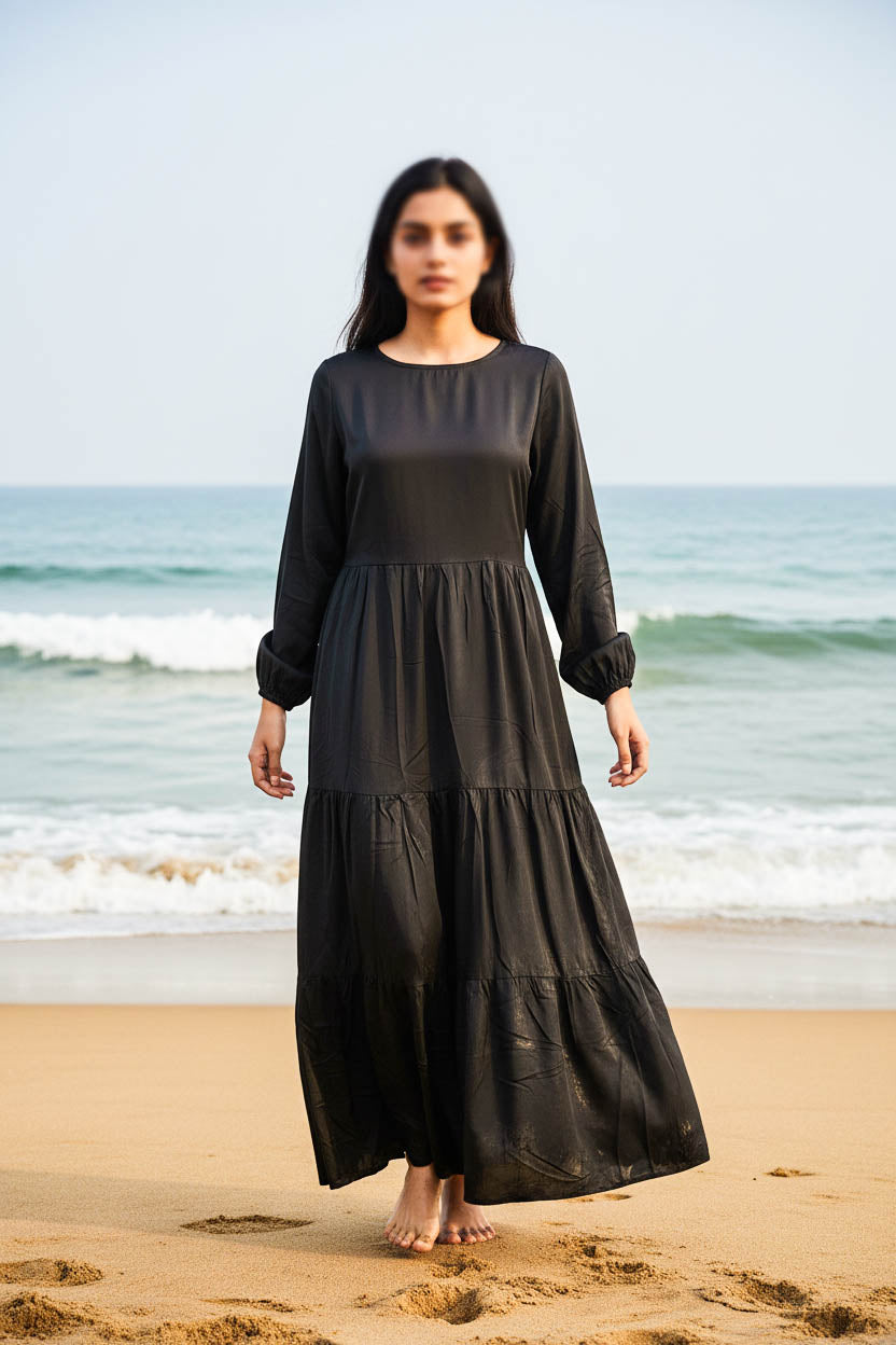 Maxi Regular Midi Dress-Jet Black