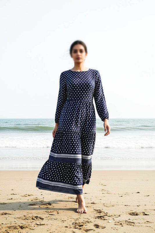 Maxi Regular Midi Dress-Navy Confetti