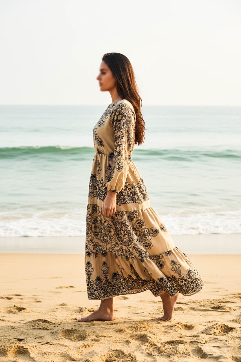 Maxi Regular Midi Dress-Nomad Sand