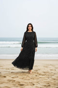 Maxi Regular Midi Dress-Black Micro Dot