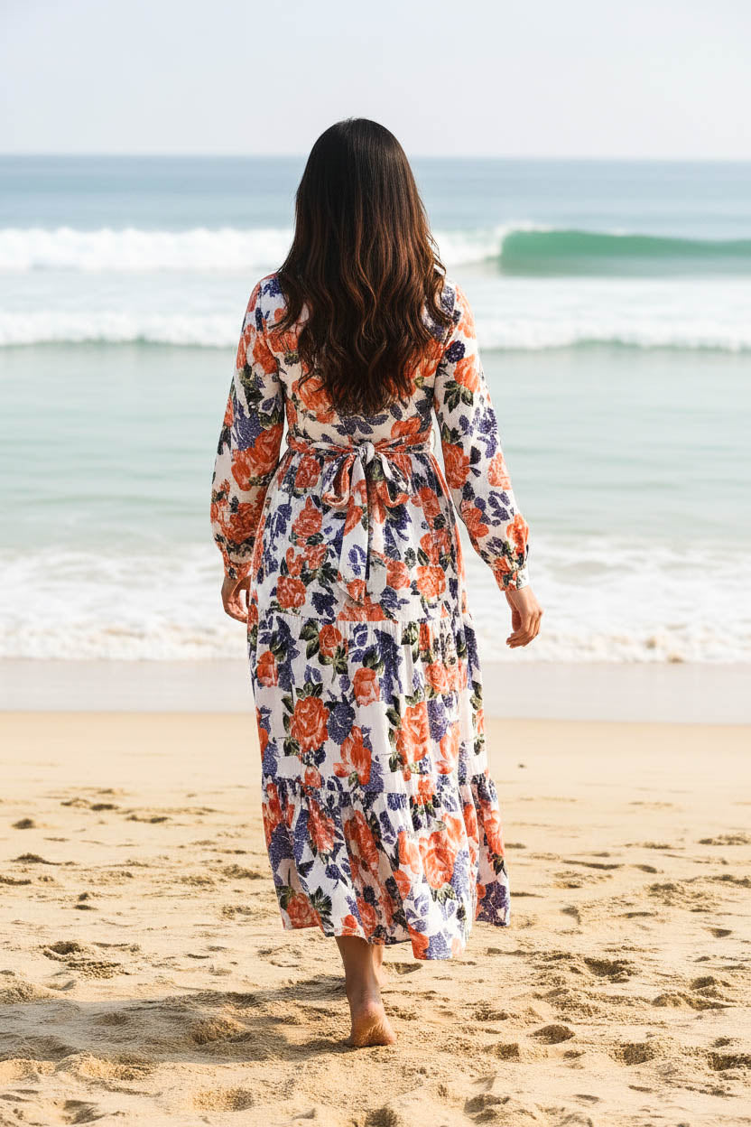 Maxi Regular Midi Dress-Coral Rose