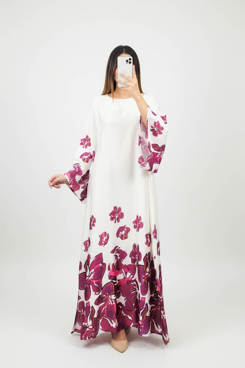 Bold Blossom Silk Maxi-Magenta Hibiscus