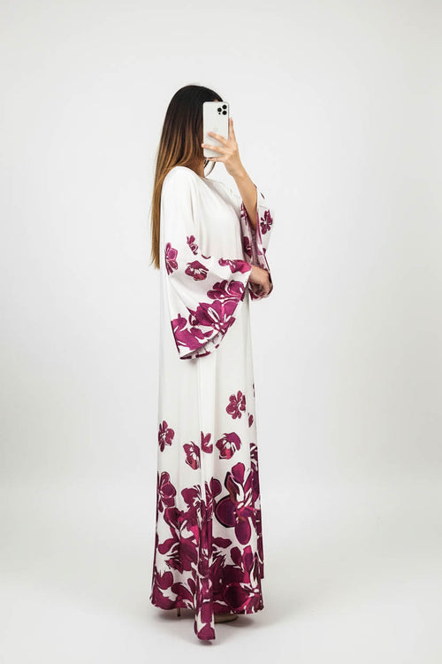 Bold Blossom Silk Maxi-Magenta Hibiscus