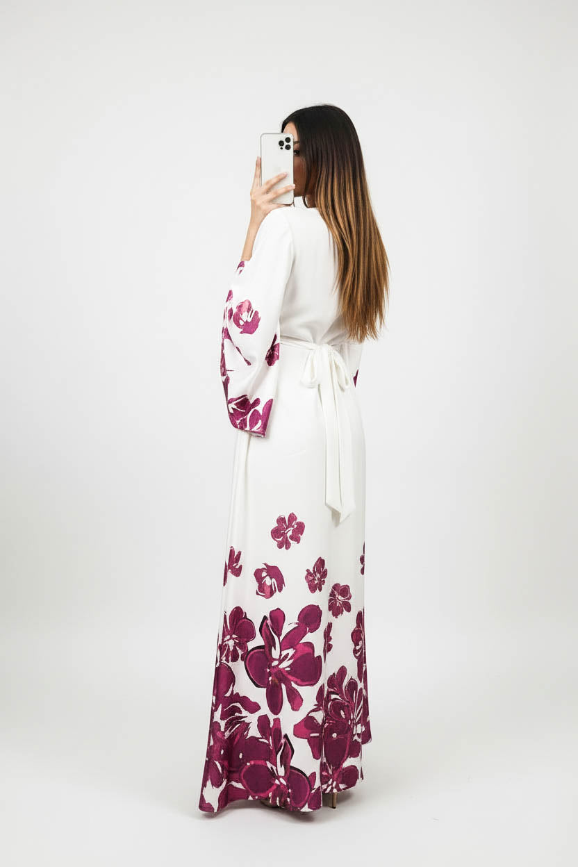 Bold Blossom Silk Maxi-Magenta Hibiscus