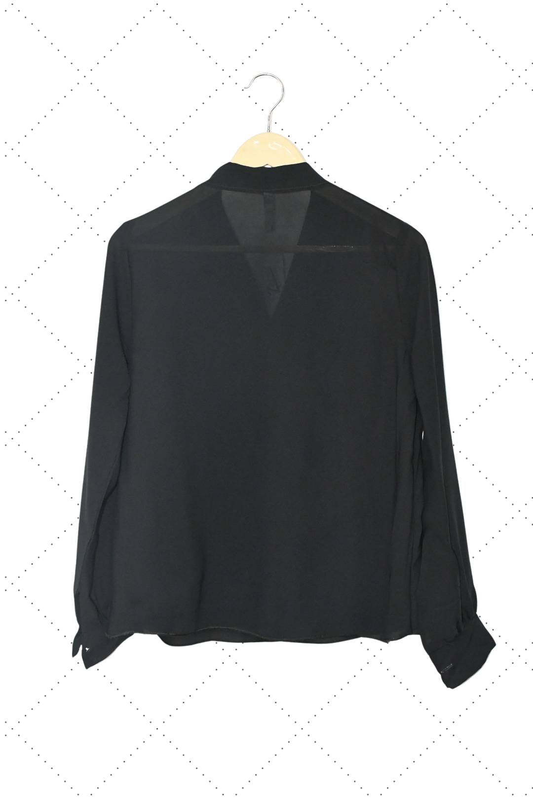 Top V neck buttoned-Metallic Black