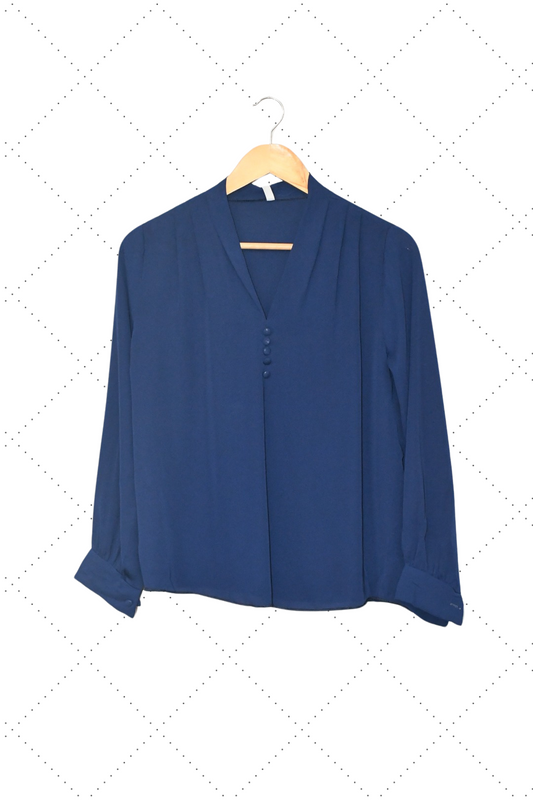 Top V neck buttoned-Midnight Denim