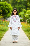 Printed Kurta Set-Taffeta White