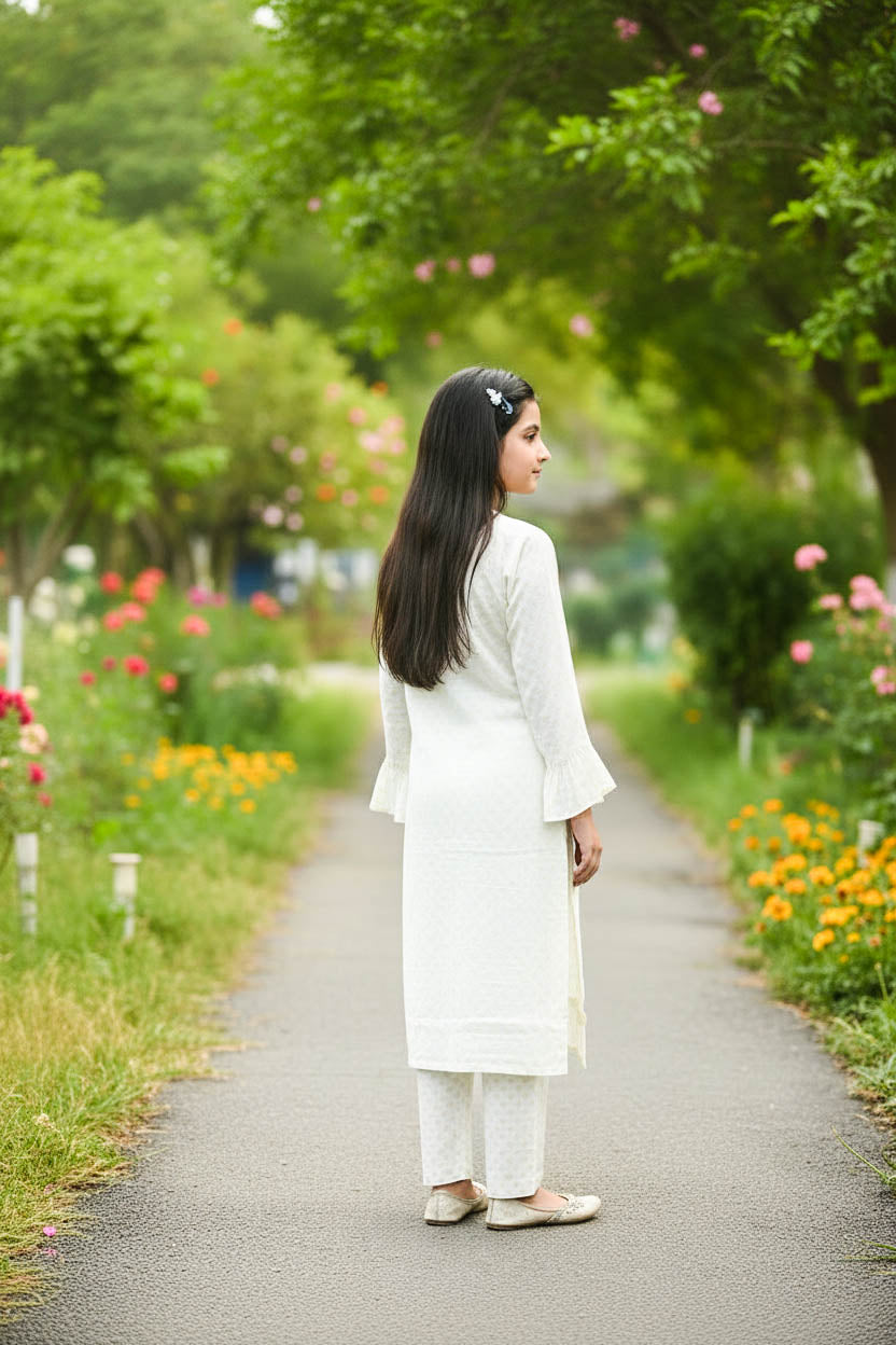 Printed Kurta Set-Yellow Dot