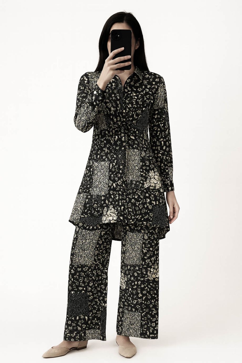 Co-Ord Set Collar Neck-Blumen Print