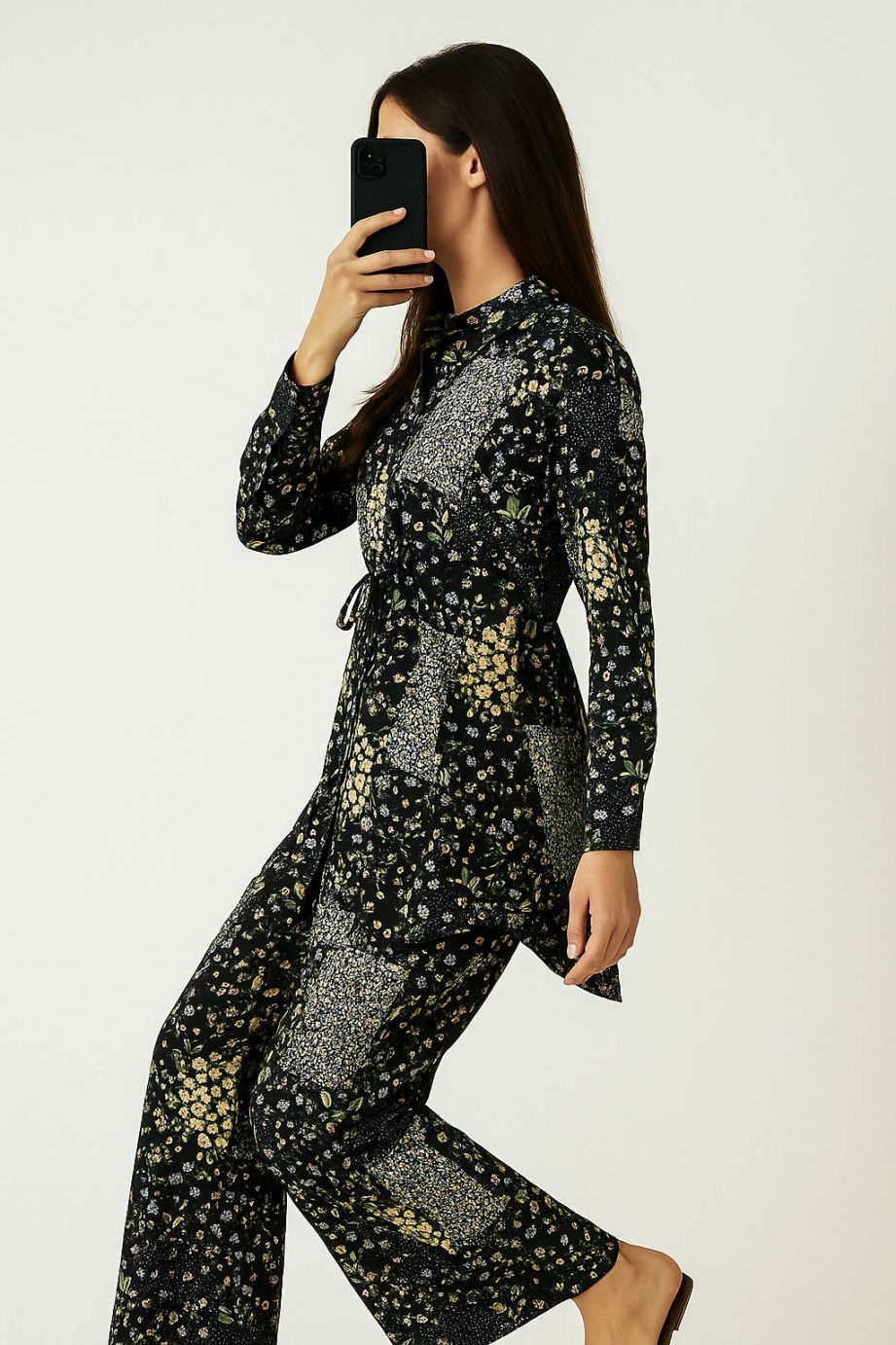 Co-Ord Set Collar Neck-Blumen Print