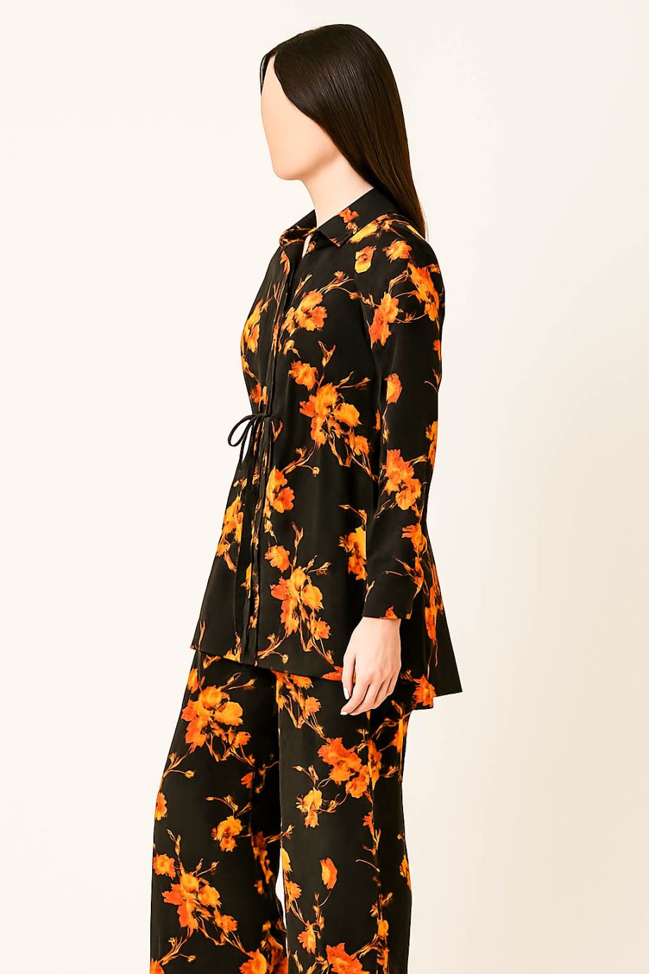 Co-Ord Set Collar Neck-Brown Floral