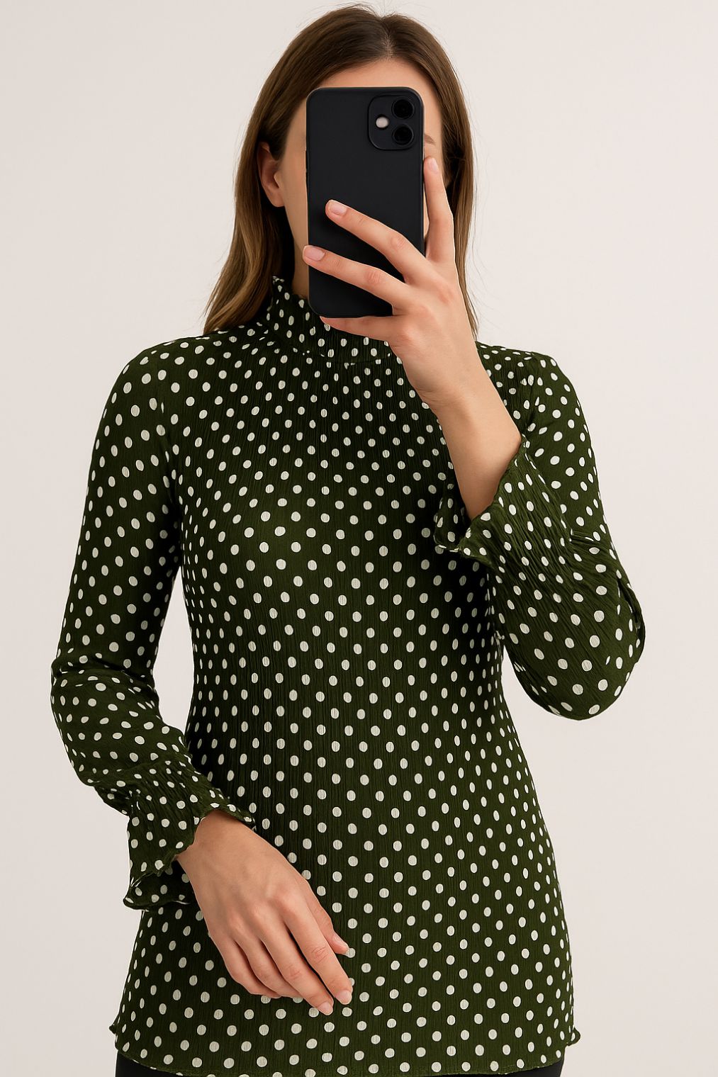 Top Crushed Chiffon-Bottle Green