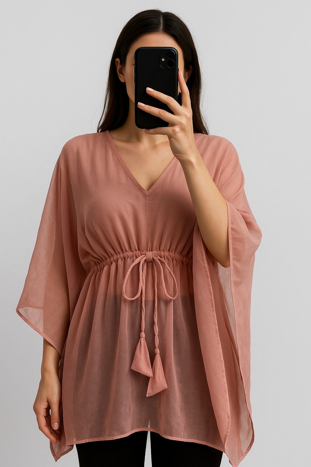 Kaftan Top-Pastel Peach