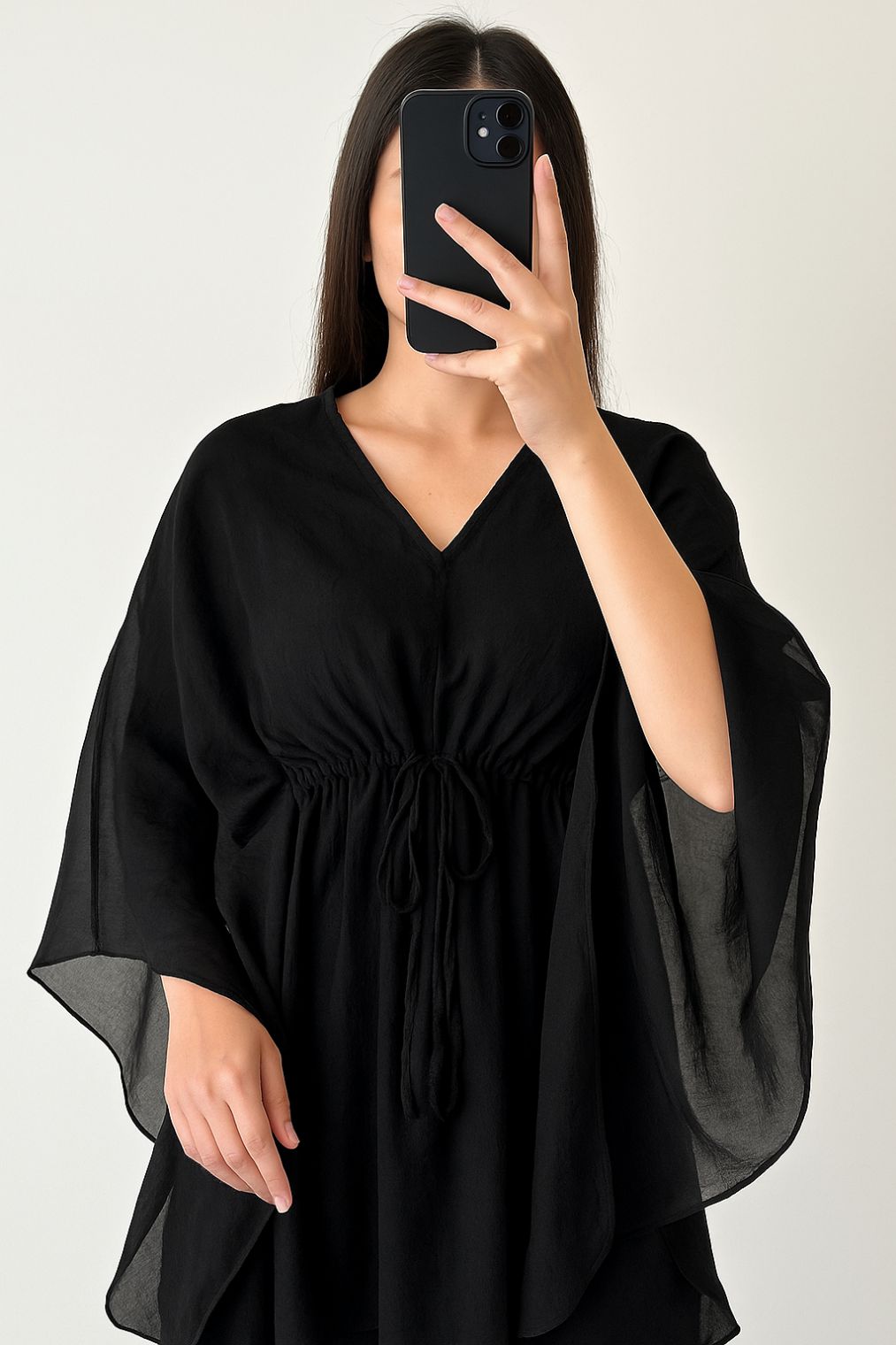 Kaftan Top-Jet Black