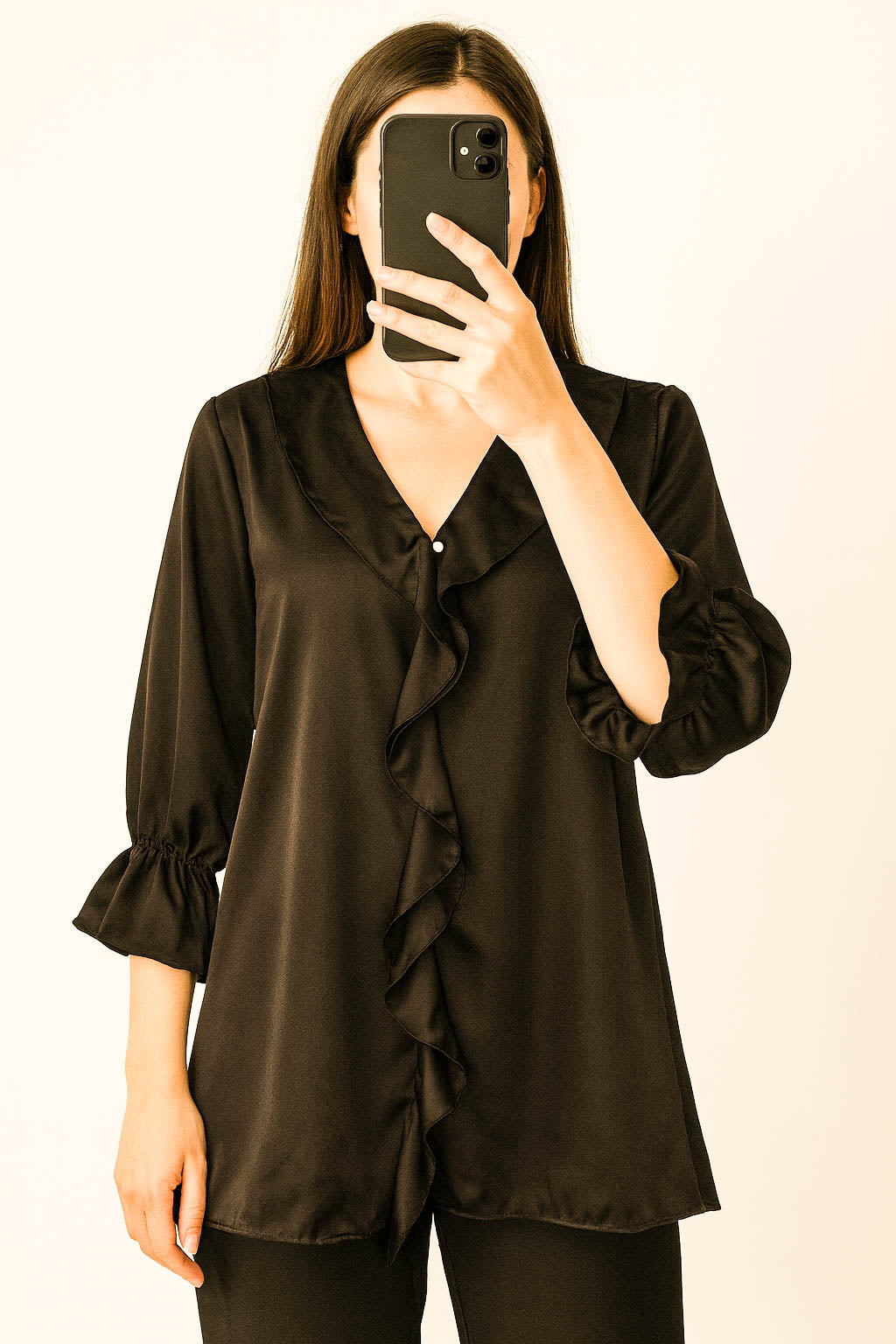 Ruffled Frilled Top-Mocha Trunk