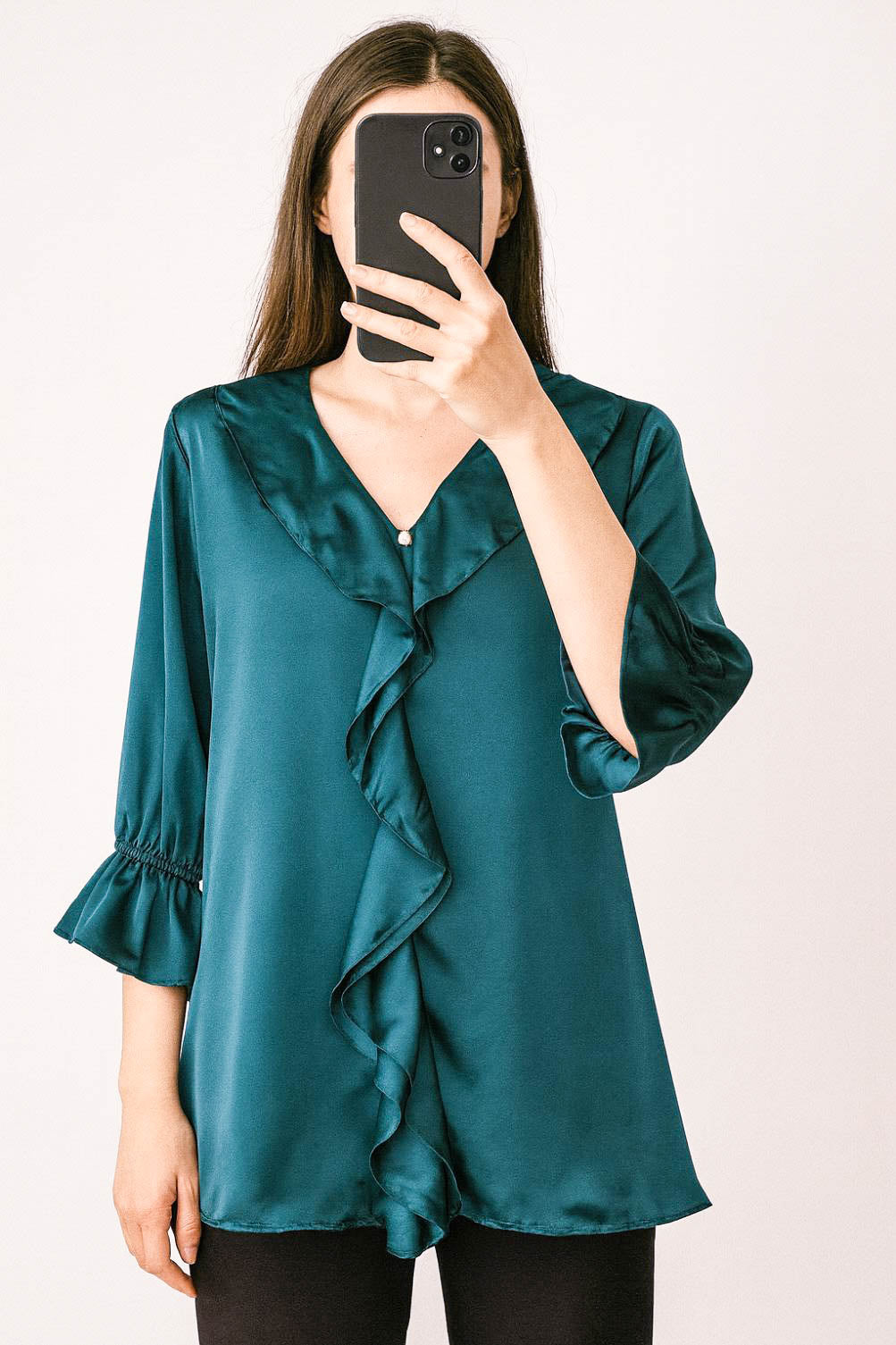 Ruffled Frilled Top-Marine Vibes