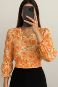 Crop Top Waist Grip-Peach Floral