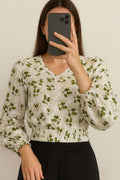 Crop Top Waist Grip-Green On white