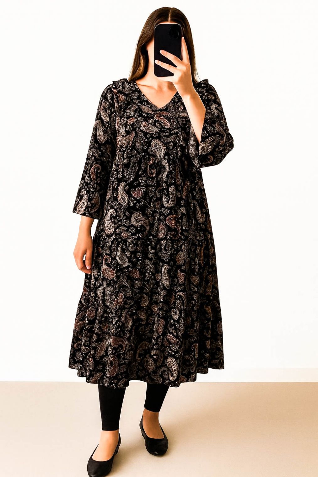 Maxi Frill-Paisley Print