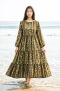 Maxi Regular Midi Dress-Vintage Meadow Stripe