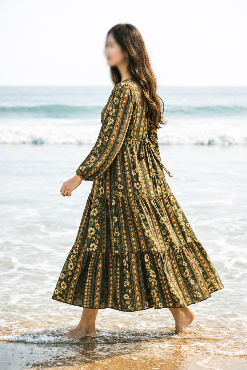 Maxi Regular Midi Dress-Vintage Meadow Stripe