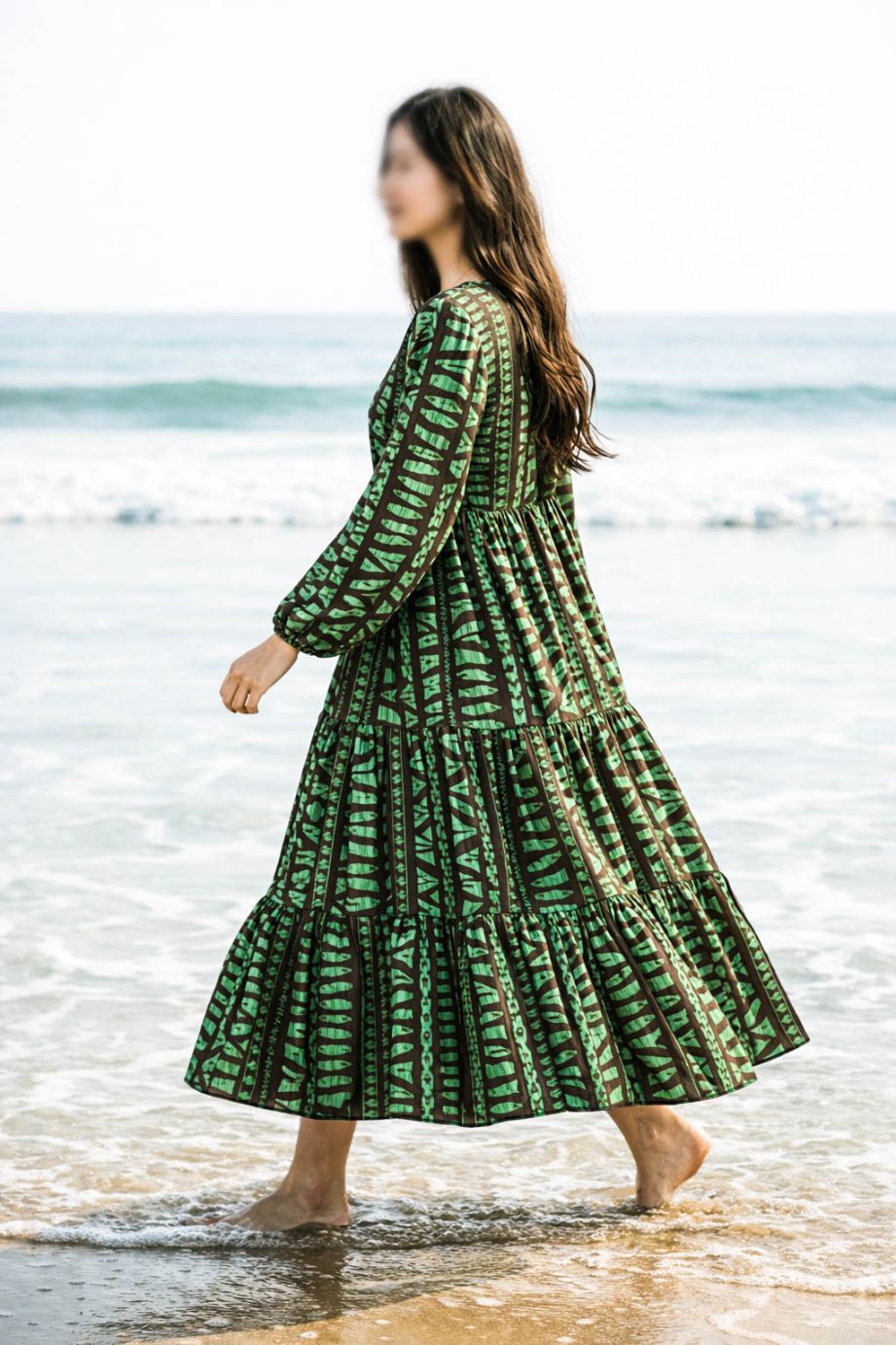 Maxi Regular Midi Dress-Jungle Geometry