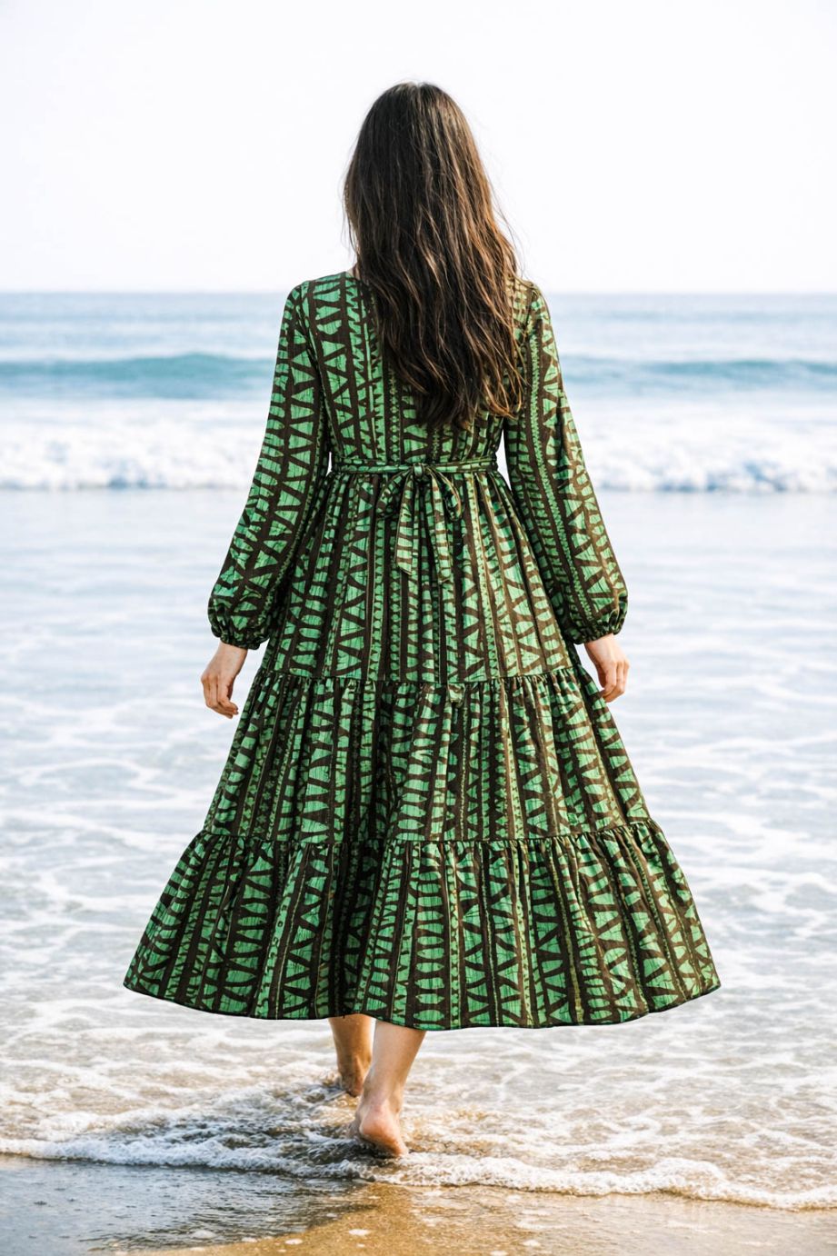 Maxi Regular Midi Dress-Jungle Geometry