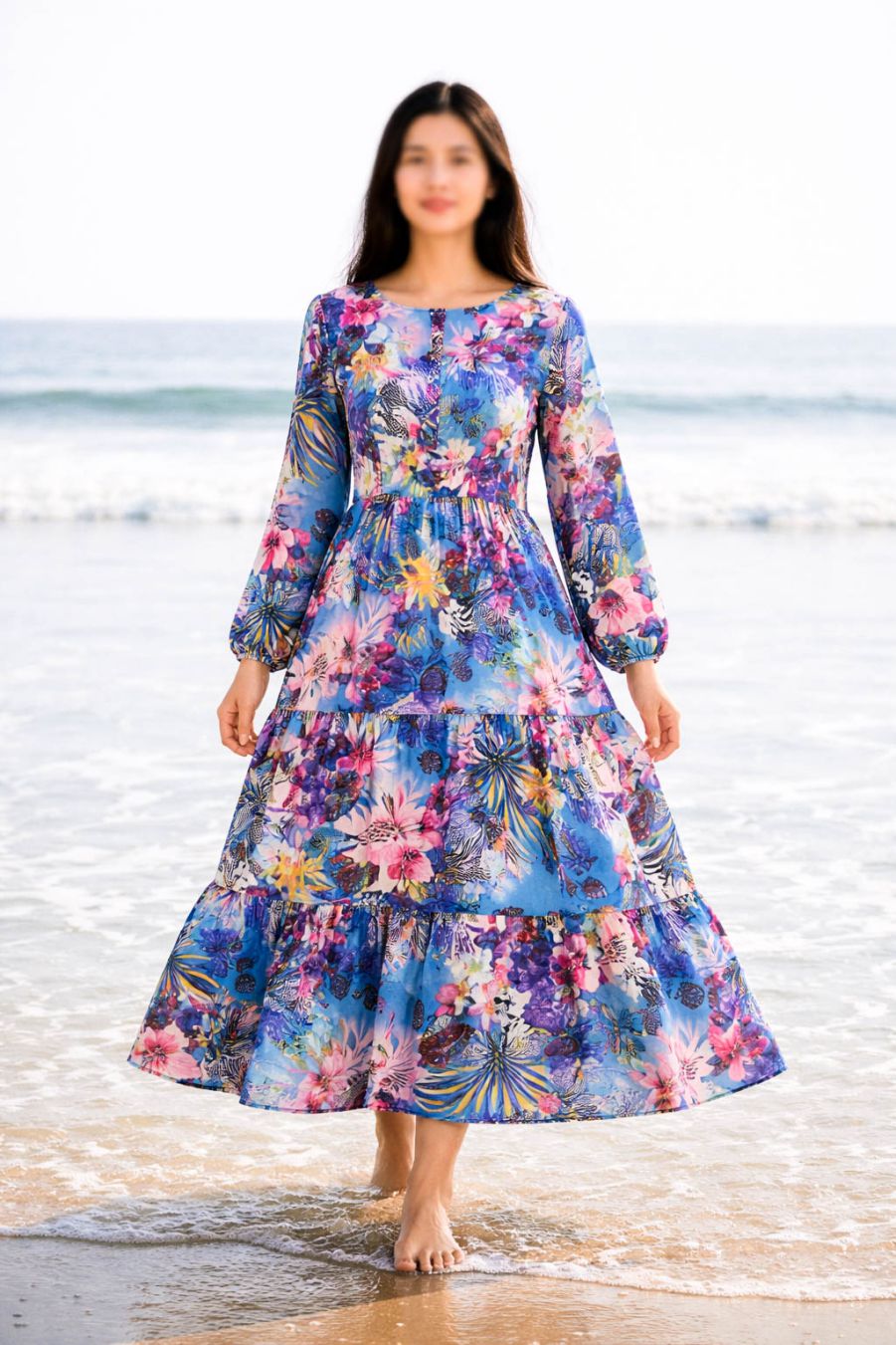 Maxi Regular Midi Dress-Electric Paradise