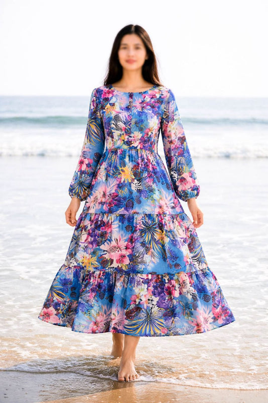 Maxi Regular Midi Dress-Electric Paradise