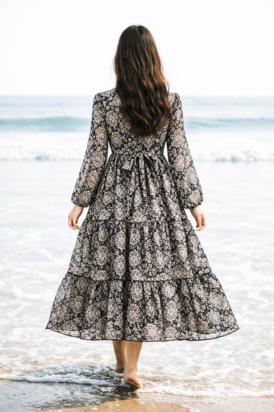 Maxi Regular Midi Dress-Classic Damask Bloom