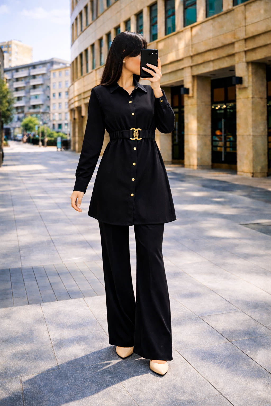 Co-Ord Set Buckle Collar-Black