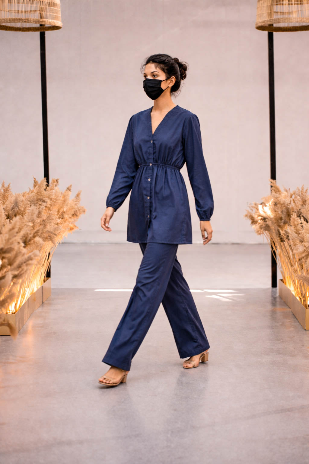 Co-Ord Set V Button Neck-Zinq