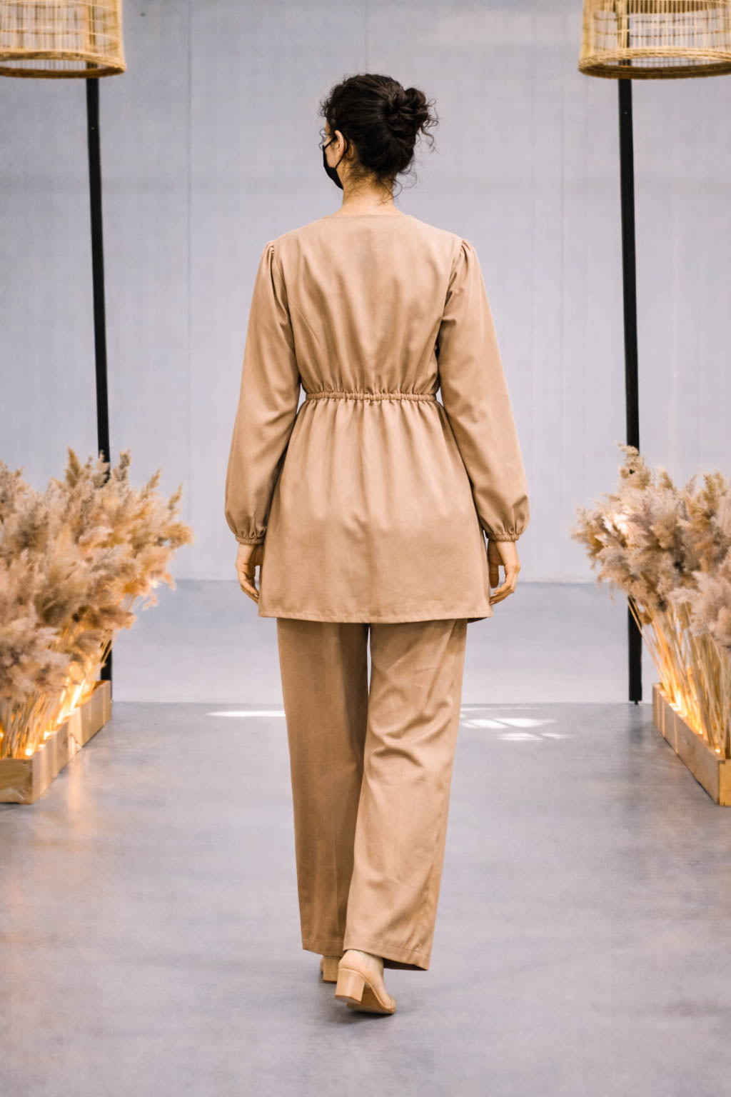 Co-Ord Set V Button Neck-Beige