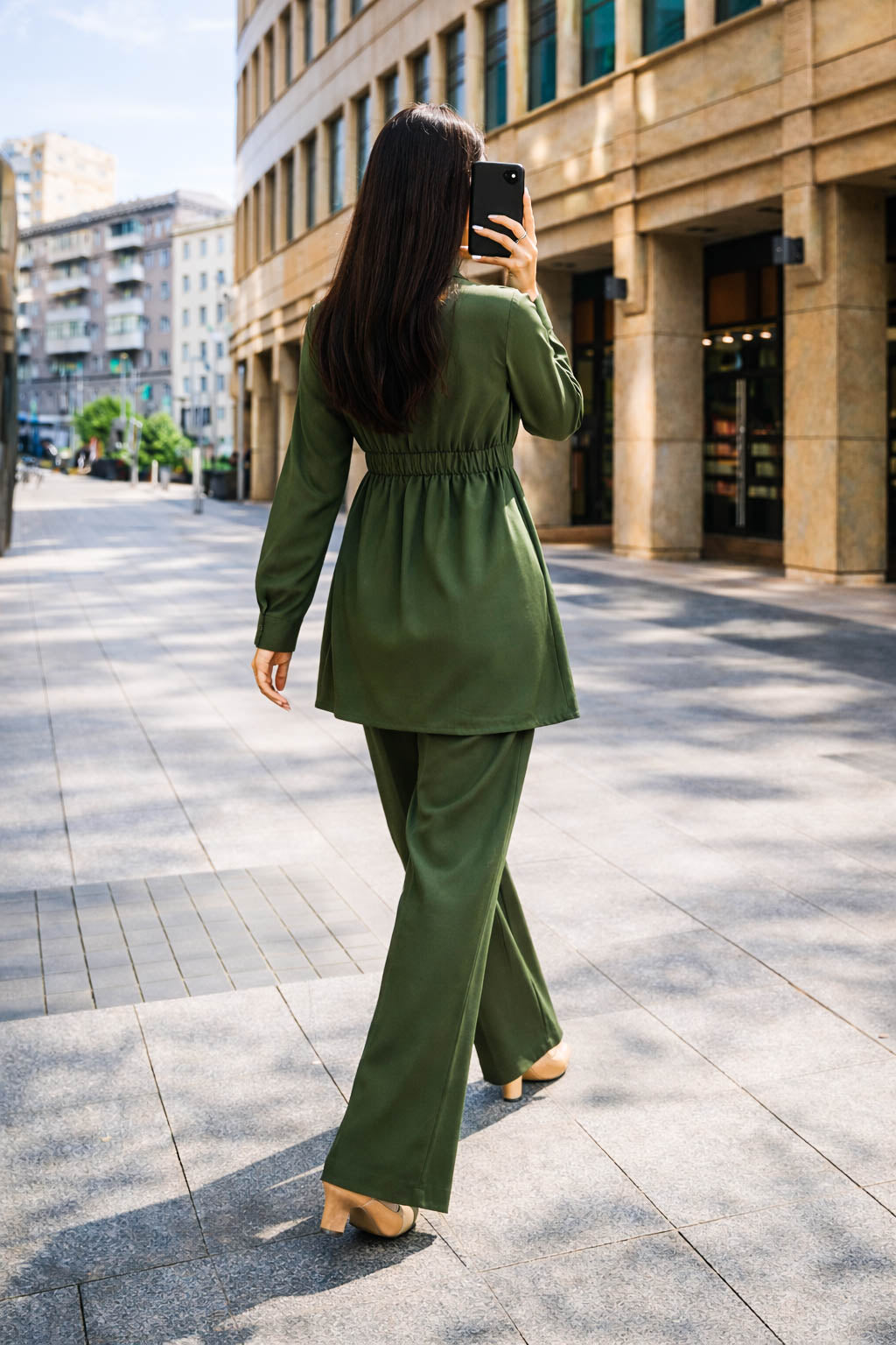 Co-Ord Set Buckle Collar-Olive Green