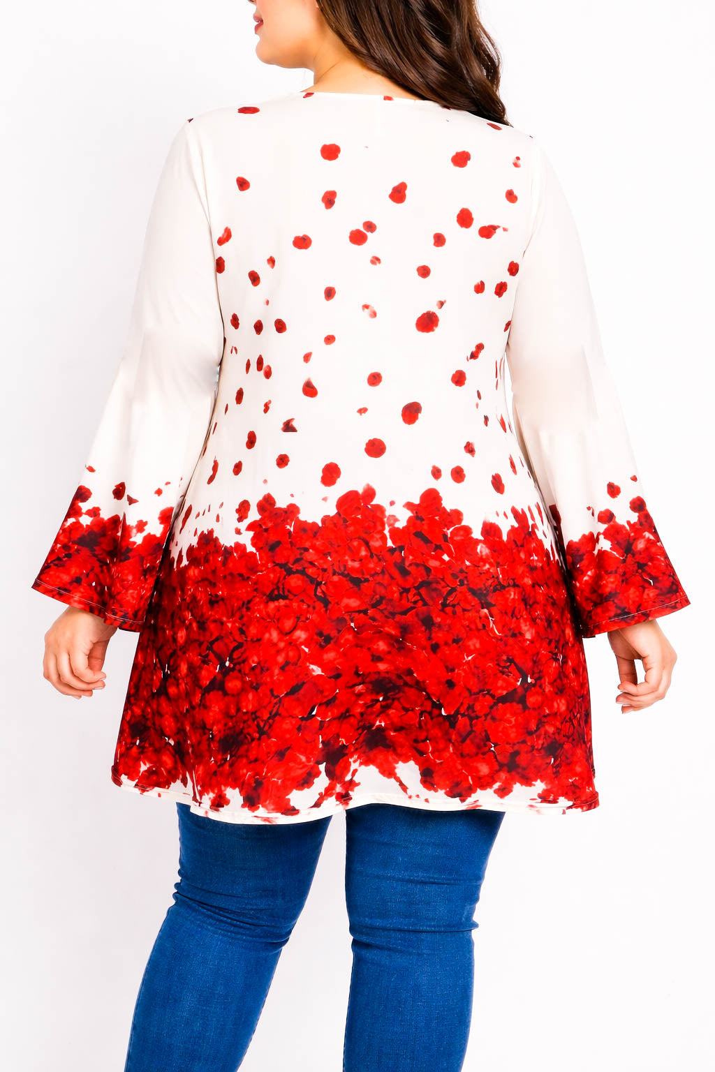 Round Neck Plus Size Top-Red Rose Petal