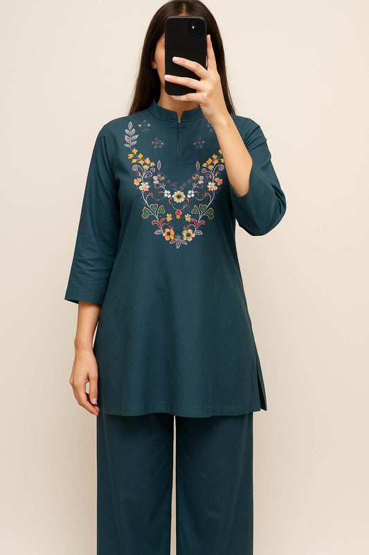 Co-Ord Set Ban Neck-Zinc