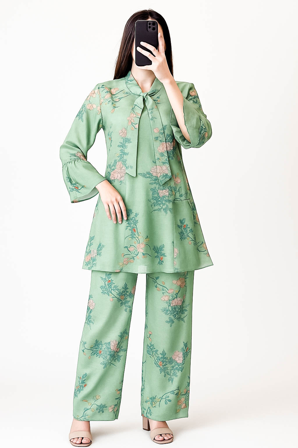 Tie Knot Lawn Co-Ord Set Fade Green