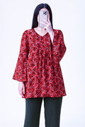 Co-Ord Set Bell Sleeves Floral Red