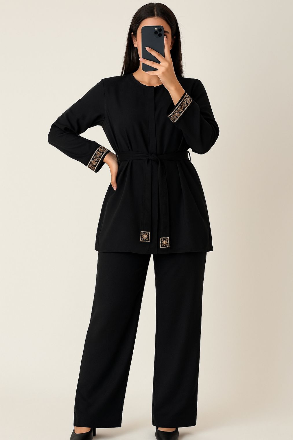 Co-Ords Set Embroidered Jet Black